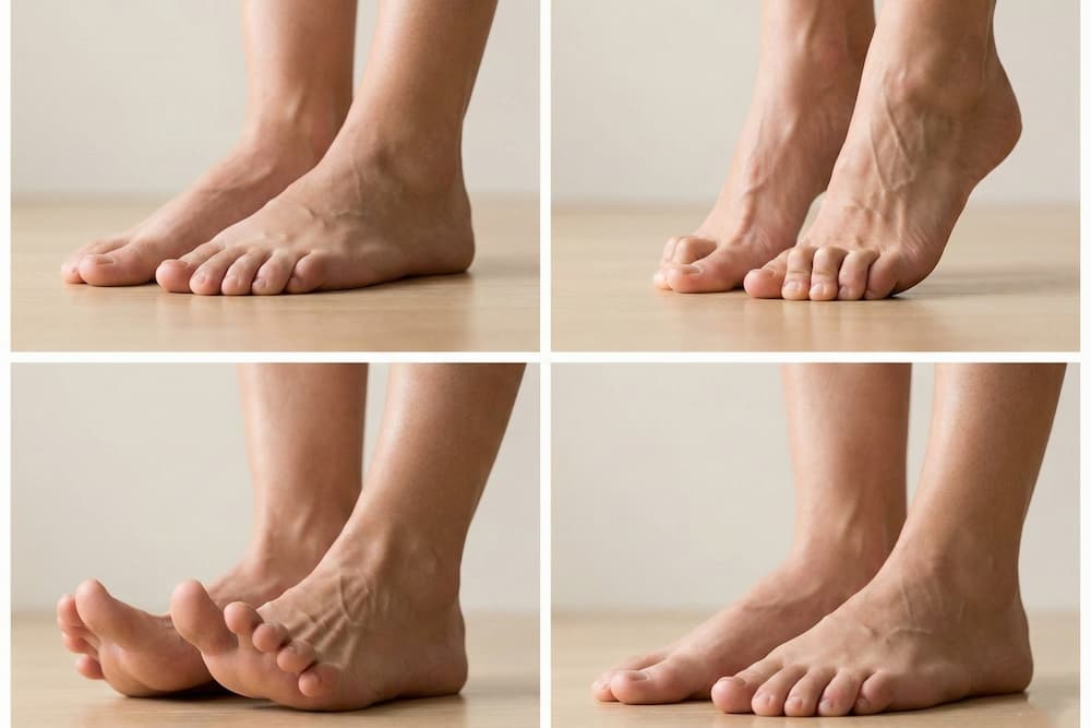 To bare fødder med synlige knyster på storetæerne, der viser fremtrædende knoglefremspring og let buede tæer mod en mørk baggrund.